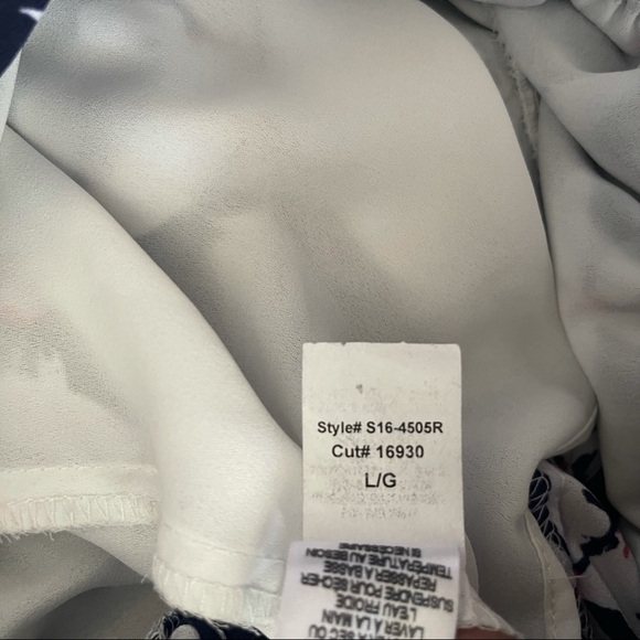 SAKS FIFTH AVENUE Blue White Floral Long Sleeve Romper Large EUC Spring Summer - Picture 4 of 5